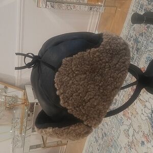 Real Sheepskin Shearling Fur Leather Trooper Hat